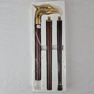 Wood Walking Staff Cane Stick with a Brass Eagle Head Handle